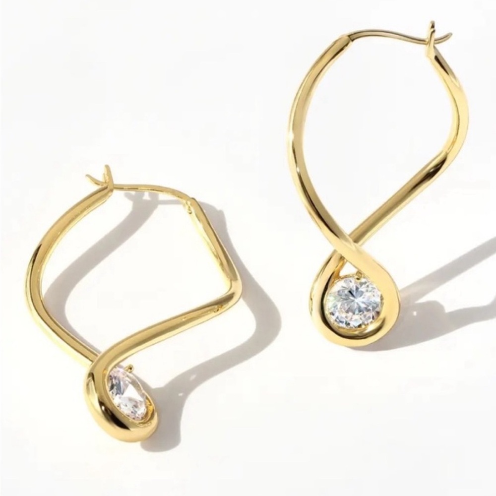 Elegant Gold Twist Earrings with Crystal Accents